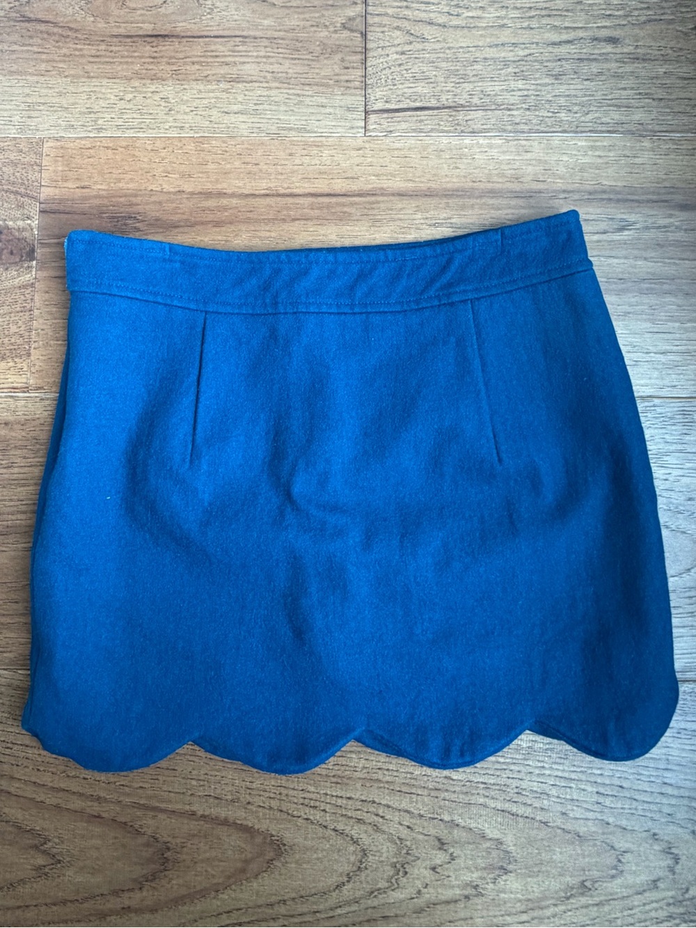 Elf Sack Lined Wool Scallop Hem Mini Skirt in Royal Blue